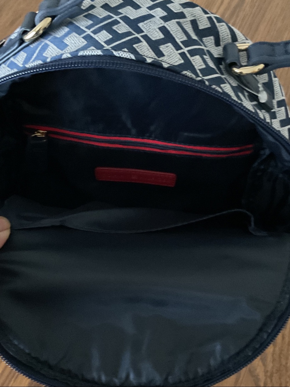 Tommy Hilfiger Navy White Monogram Mini Backpack with Signature Stripe - Picture 6 of 12